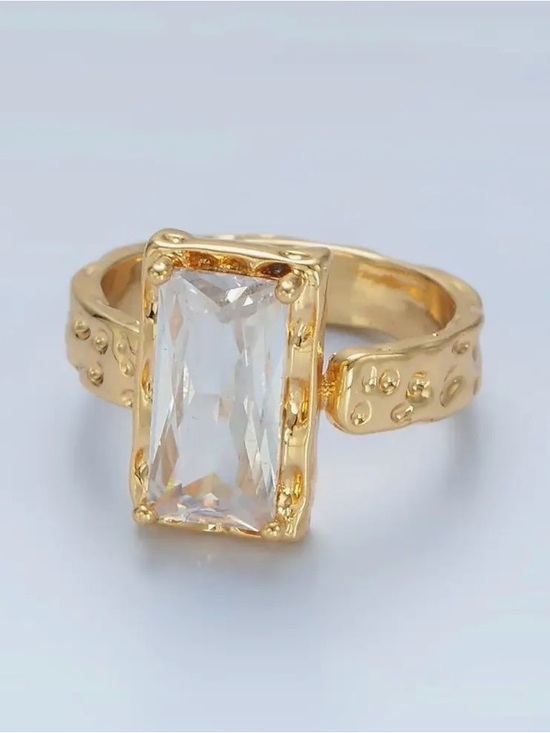 Jewelry - 24K Gold Filled Clear Cz Baguette
Hammered Wrap Band Ring